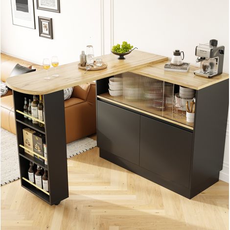 Mobile cucina girevole con vetrina in MDF nero OKMYHOME (1/5)