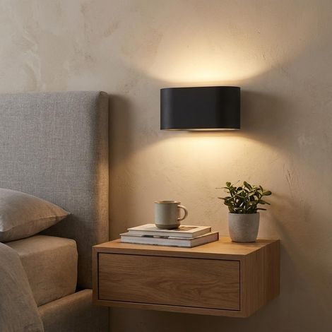 Applique Murale Up & Down avec Douille G9, Design Courbé en Métal, Éclairage Décoratif Intérieur pour Couloir, Salon et Chambre, IP20 (Noir) (1/5)