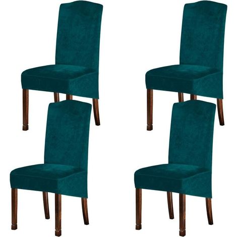 Extensibles Housses de Chaise en Velours pour chaises de Salle à Manger, Grande chaises Hautes en Spandex, Housses de Protection avec élastique (1/5)