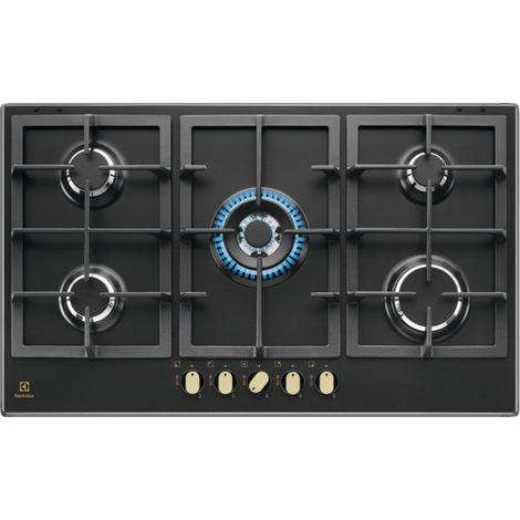 Electrolux KGS9536RN Piano cottura a gas Serie 600 Slim Line 90cm. Colore del prodotto: Nero, Posizionamento dell'apparecchio: Da incasso, Dimensione della larghezza del piano cottura: 90 cm. Certi...