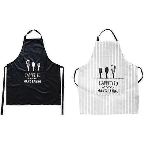 Lot de 2 tabliers, tabliers de cuisine ajustables en PVC, imperméables, pour femmes et hommes, tablier de chef (1/5)