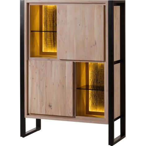 Highboard Akazie / Altholz 100x40x140 natur lackiert DENVER 101