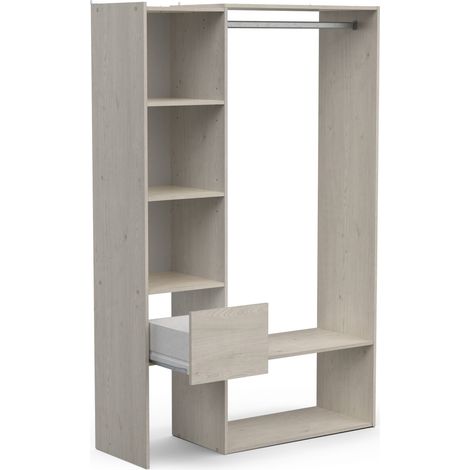 Grande garde-robe - Armoire chambre chêne brun 119x183h cm (1/5)