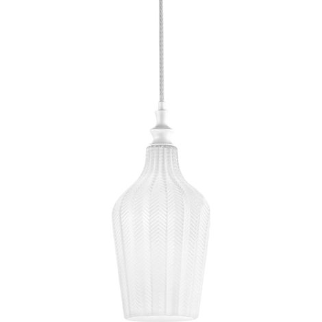 CLEOFE S/12 - LAMPADARIO SOSPESO 1 LUCE ATTACCO E27 IN VETRO COLORE BIANCO D.18CM (1/3)
