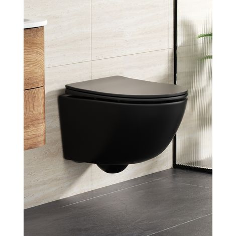 Doppelloch Gegenstrom Wand-WC - D05 matt schwarz (1/5)