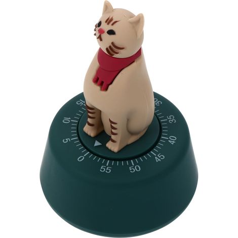 Minuteur Mécanique en Plastique Cuisine Vert Forme Chat Cartoon à (1/5)
