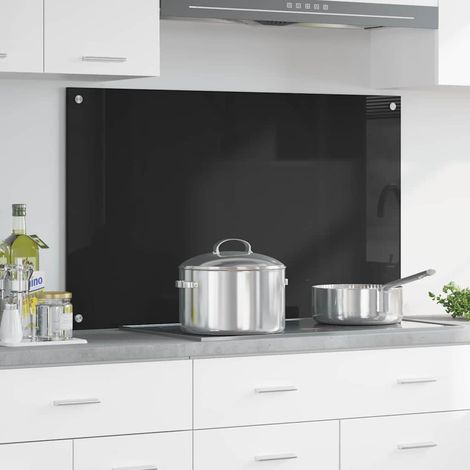 Küchenrückwand Schwarz 100 x 60 cm Gehärtetes Glas