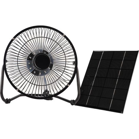 USB-Lüfter (20 cm, 2,5 W, 5 V) mit Solarpanel für Outdoor-Reisen und externer Batterie