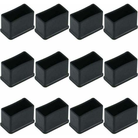 Lot de 12 embouts de protection rectangulaires en feutre de caoutchouc – Noir 15 x 30 mm – Pour pieds de meubles – Réduit bruit et rayures (1/4)