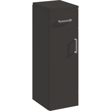 Modern Bathroom Floor Standing 1 Door, 1 Drawer Storage Cabinet Cupboard - 250 x 300mm, Satin Dark Grey (1/5)