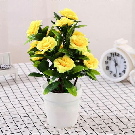 Roses artificielles en pot pour décoration extérieure/jardin, bureau ou maison NOUVEAUjaune (1/5)