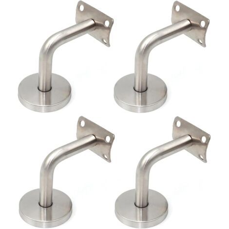 4 Pièces Supports de Rampe d'escalier en Acier Inoxydable Balustrade Murale Support de Tube 90° Supports de Main Courante pour Fixation Murale Escalier Support Mural de Garde-Corps Supports Muraux