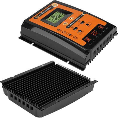 Contrôleur de charge solaire 12V/24V 70A PWM MPPT, régulateur de batterie panneau solaire, double port USB, écran LCD, version compacte (1/5)