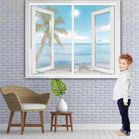Moustiquaire Fenêtre Magnétique, 100 x 135 cm Automatiquementfermé, moustiquaire porte fenetre sans Percer, pour La Plupart Les Types de FenêTres ou Porte de Balcon【Blanc】 (1/5)
