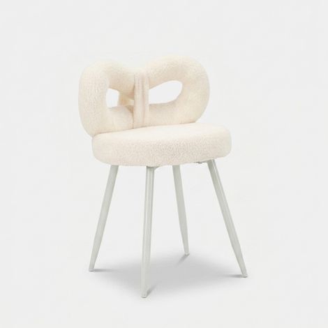 Sedia imbottita bouclé design contemporaneo Mini Ilary - Bianco (1/5)