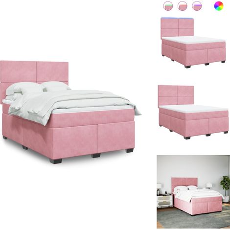 Sommier à lattes de lit avec matelas Rose 160x200 cm Velours - Sommier À Lattes De Lit - Sommiers À Lattes De Lit - Lit - Meuble De Chambre À Coucher (1/5)