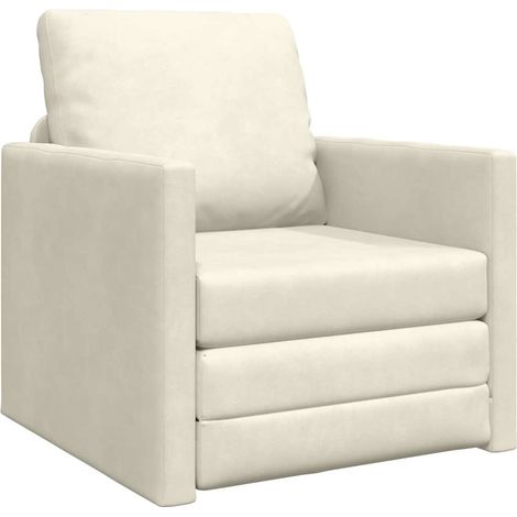 Divano Letto con cuscino Crema 74 x 77 x 81 cm Velluto vidaXL (1/5)