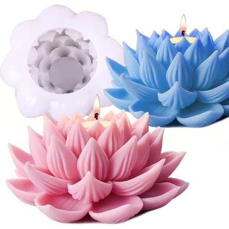 Moule en silicone pour fleur de lotus, moules pour bougies et savons en résine, moules 3D pour décoration de gâteaux, fondants, chocolats et glaçages, moule pour résine époxy et béton. (1/4)