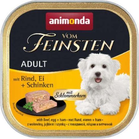 Animonda Dog  Vom Feinsten Adult - para gourmets  Comida húmeda para perros adultos - Bandeja de 150 g - Ternera, huevos y jamón 150 g