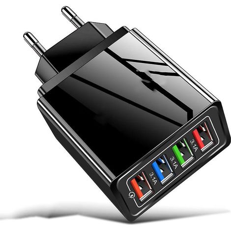 chargeur Multiport, Chargeur Usb 4 Ports Ou Une Charge Rapide Prise Murale Et Lumire Led Pour Iphone 12 / Pro/max/mini, Macbook Pro/air, Ipad (1/5)