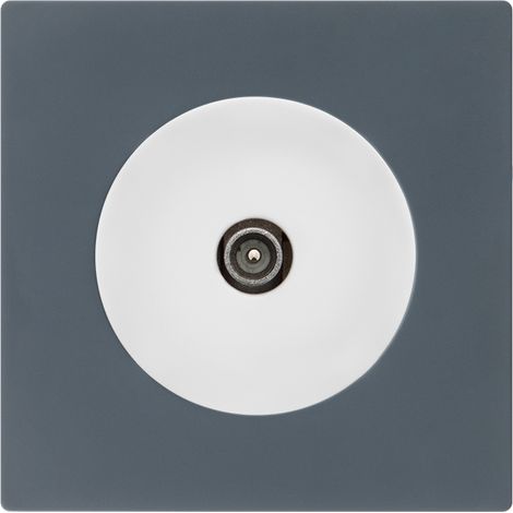 Prise TV/SAT blanc glossy DOM + plaque simple blue grey (1/5)