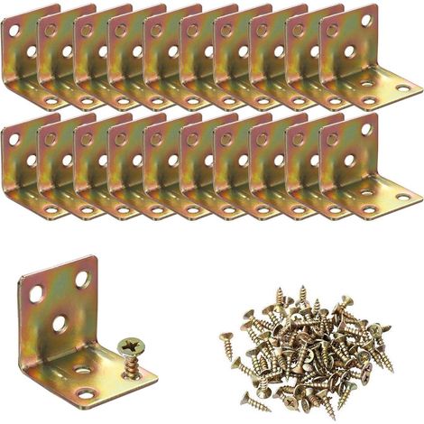 20PCS accolades d'angle robustes supports en forme de L 30x30x30mm, support en L à angle droit à 90 degrés pour étagères d'armoires en bois de meubles, le forfait comprend des vis (1/5)