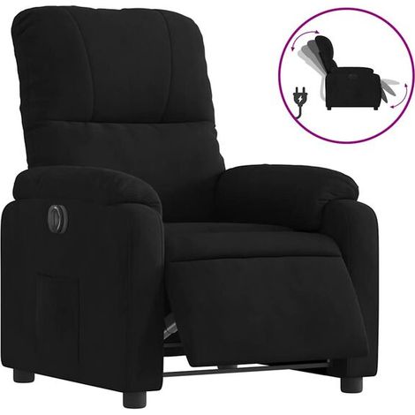 Fauteuil inclinable électrique noir, en tissu microfibre (1/5)