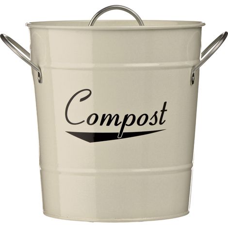Interiors By Premier Rustic Design Cream Compost Bin, Durable Constructed Compost Bin For Kitchen, Convenient Kitchen Compost Bin