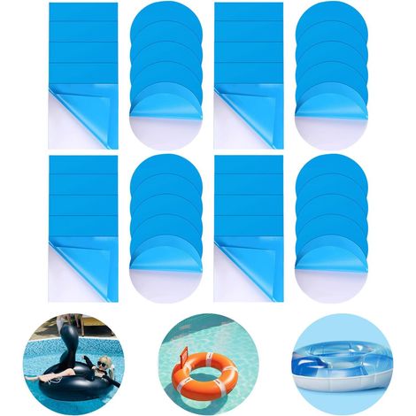 Lot de 40 Rustines Autocollantes PVC Sous-marines-Kit Réparation Complet pour Piscines et Matelas Gonflables-Résistance Optimale à l'Eau-Facile à Appliquer-Inclut 20 Patchs Ronds et 20 Patchs Carrés (1/5)