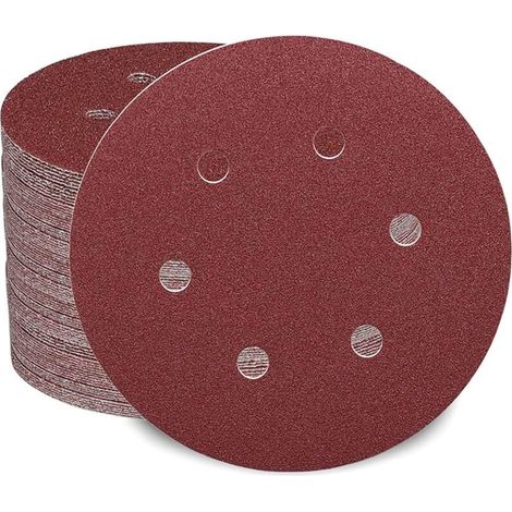 100-teiliges Schleifscheiben-Set (150 mm), Körnungen 40/60/80/120/180/240/320/400/600/1000, 6 Löcher, ideal zum Schleifen, Polieren und Entrosten. (1/4)
