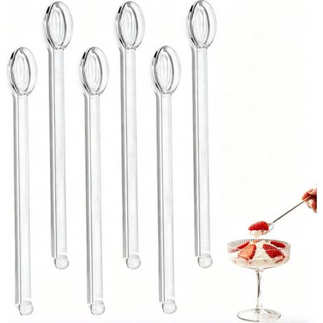 Juego 6 cucharillas té cristal, Multifuncionales, 14,8 cm, bebidas postres Transparentes, Multifuncionales, 14,8 cm, 6 piezas, Transparentes (1/5)