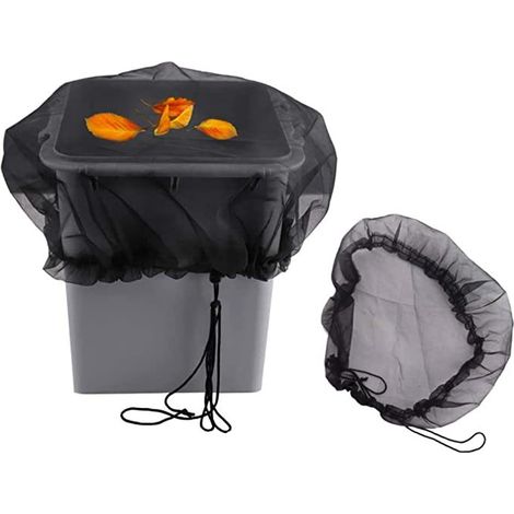 Filet de protection ajustable pour récupérateur d'eau de pluie, moustiquaire noire pour seau de jardin (1 pièce) (1/3)