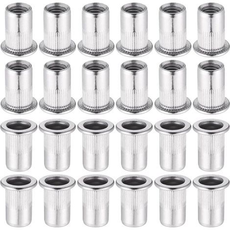 60 Pièces 304 Ecrou a Sertir M8 en Acier Inoxydable Tête Plate Ecrou Aveugle Rivet Fileté Ecrou a Rivet pour pince à insert fileté (1/4)