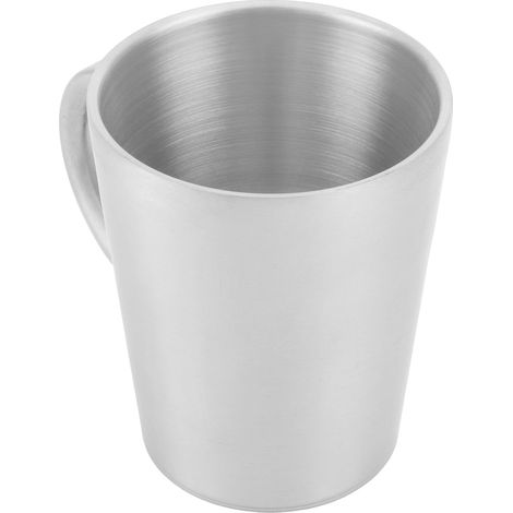 Mug isotherme portable 300 ml en acier inoxydable 304 à double paroi avec anse, finition argent mat (1/5)