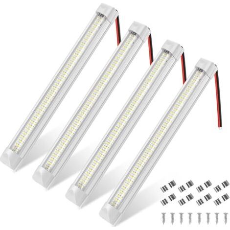 4 pièces 12 V intérieur barre lumineuse LED éclairage de voiture 108 LED avec interrupteur marche/arrêt pour Van Camping camion bateau (1/5)