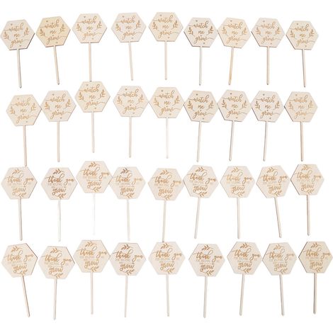 36 étiquettes hexagonales en bois écologique « Regardez-moi pousser » pour plantes succulentes, idéales pour la décoration de pots de fleurs. (1/5)