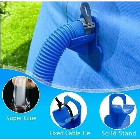 Schlauchhalterungen für Aufstellpools, Adapter 30-37 mm, blaues Befestigungszubehör, 2 Stück (1/3)