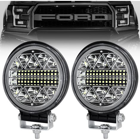 Phare de travail led tracteur 2 x 102W 4 "LED Projecteur Ronde Phares Longue Portee led IP68 Spot Flood Lumière de recul pour Voiture Camion Tracteur SUV Bateau (1/5)