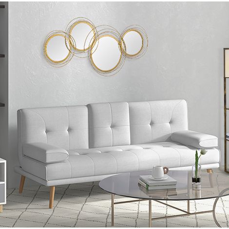 Wandspiegel-Set 107/56 cm aus Metall in Gold, 4 runde Spiegel als Wanddekoration (1/5)