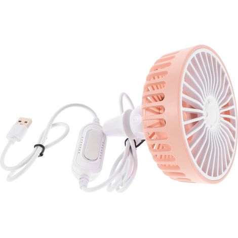 Ventilatore USB per auto rosa in 2 pezzi, montaggio su griglia, comfort estivo