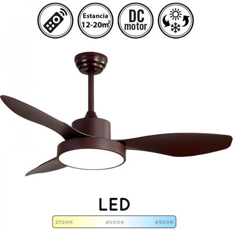 Ventilador de techo DC con luz serie Hayate Marrón 3 asp 40W 3000/4000/6000K (1/5)