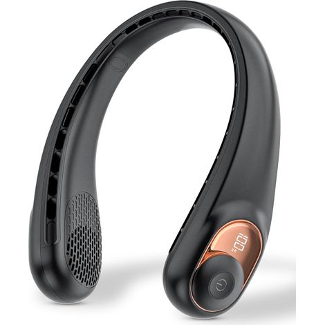 Ventilateur Col - 4000 mAh - Affichage LED - USB-C Rechargeable - 3 Vitesses - Silencieux - Pour Maison Voyage Sport - 1 Pièce (1/5)