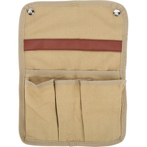 Sac de rangement latéral pour chaise de camping avec multiples poches, idéal pour pêche-nique en plein air, couleur kaki. (1/5)
