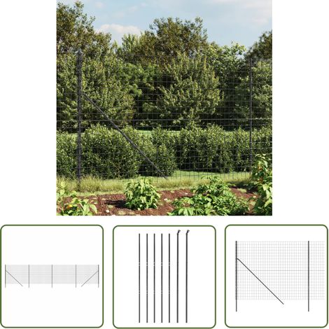 The Living Store Maschendrahtzaun Anthrazit 1,4x10 m Verzinkter Stahl - Maschendrahtzaun - Gartenzaun - Metallzaun - Sicherheitszaun - Hundezaun (1/5)