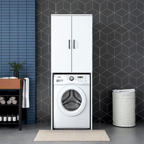 M&S – Armoire à laver blanche 65 cm – Hauteur 181,8 cm – Profondeur 62,5 cm – Panneaux mélamine E1 18 mm