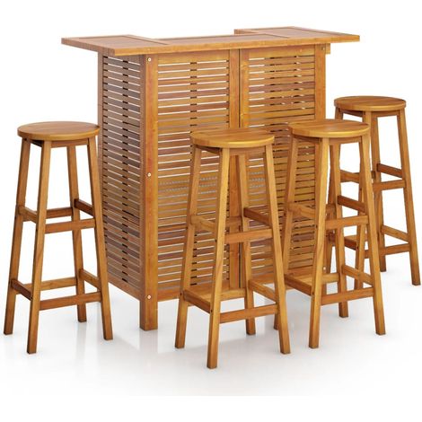 Maison Exclusive - 5-tlg. Gartenbar-Set Massivholz Akazie