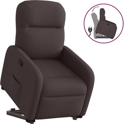 Sillón reclinable elevable tela marrón oscuro vidaXL (1/5)