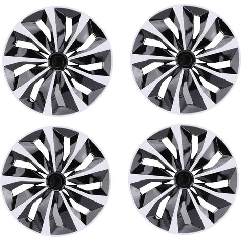 4 pièces enjoliveurs de roue 14 pouces jante Snap On R14 enjoliveurs ensemble universel pour voitures camions SUV argent noir. (1/4)