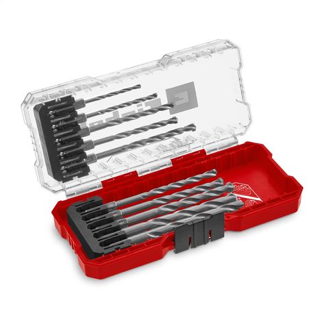 Einhell S-CASE 10-tlg. Steinbohrer-Set (nach DIN 10083-2 aus Werkzeugstahl, E 6.3 Schaft, eingesetzte Hartmetallplatte, rollgewalzte Spindel inkl. Aufbewahrungsbox) (1/5)