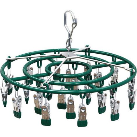 Gouttoir À Chaussettes - Acier Inoxydable - 24 Clips - Design Coupe-Vent - Extérieur Balcon - 1 Pièce (1/4)